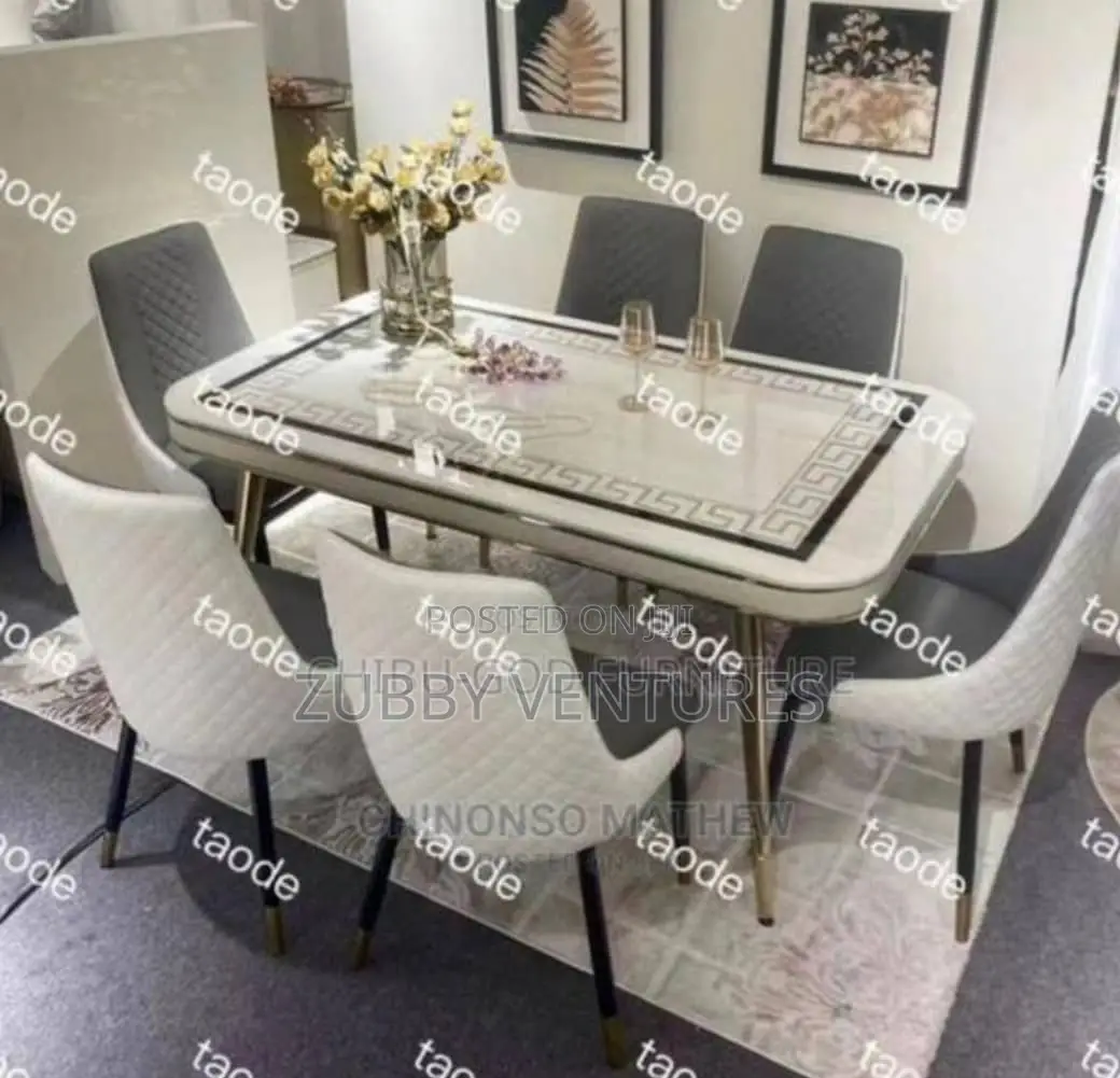 Brand New and Imported Versace Top Dining Table With Six Cha