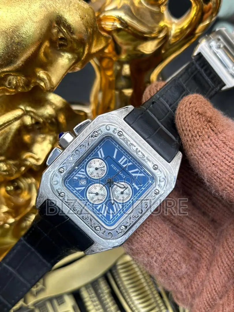 Original CARTIER BLUE Dail LEATHER WATCH Available in Store