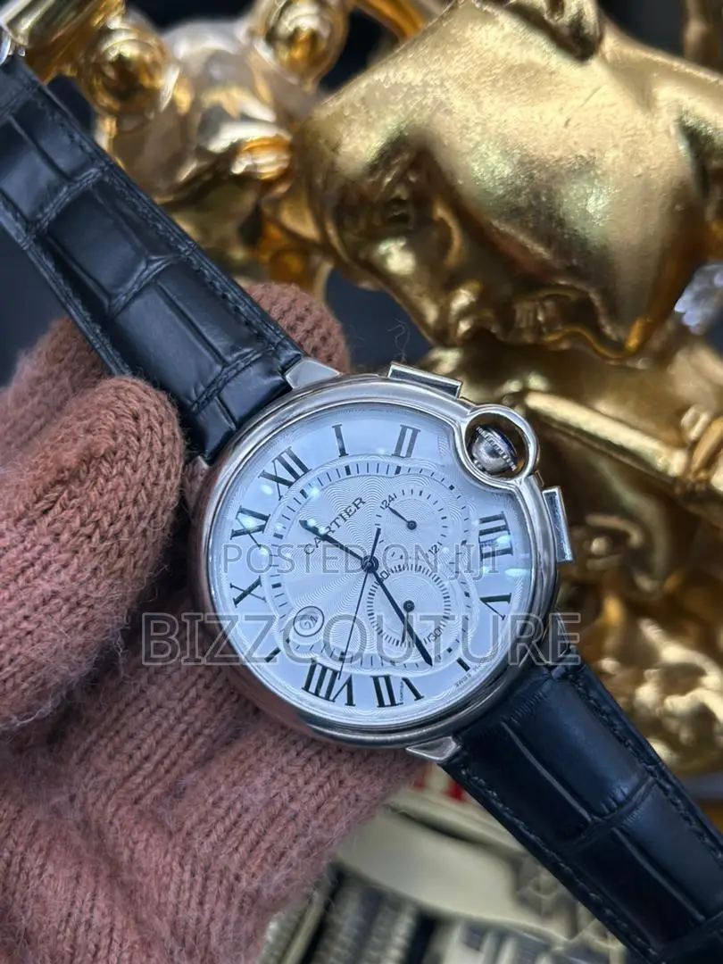 Original CARTIER BLACK LEATHER WATCH Available in Store