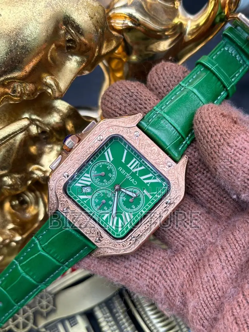 Original CARTIER GREEN Dail LEATHER WATCH Available in Store