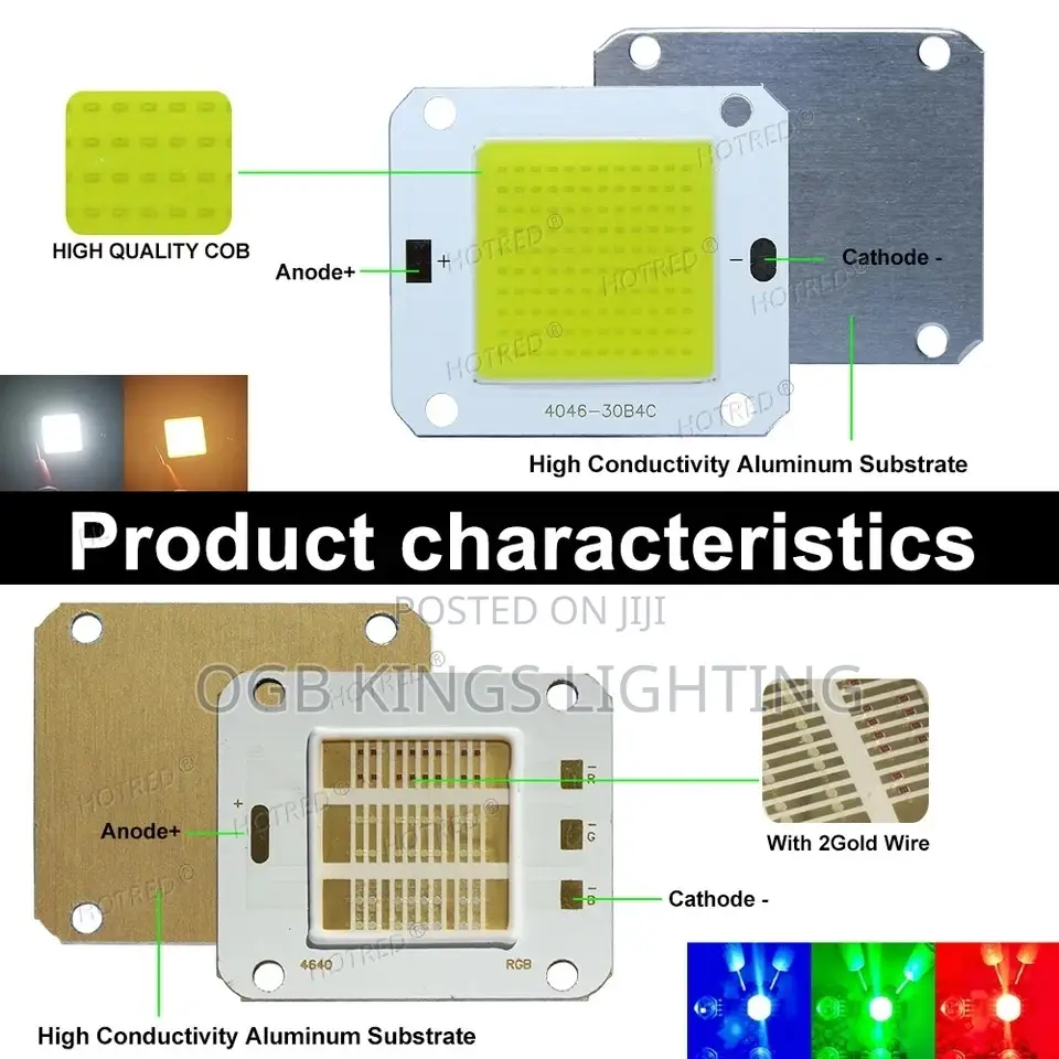 50W High Power LED Chip RGB Cob Light DC 12v 36v Light Base