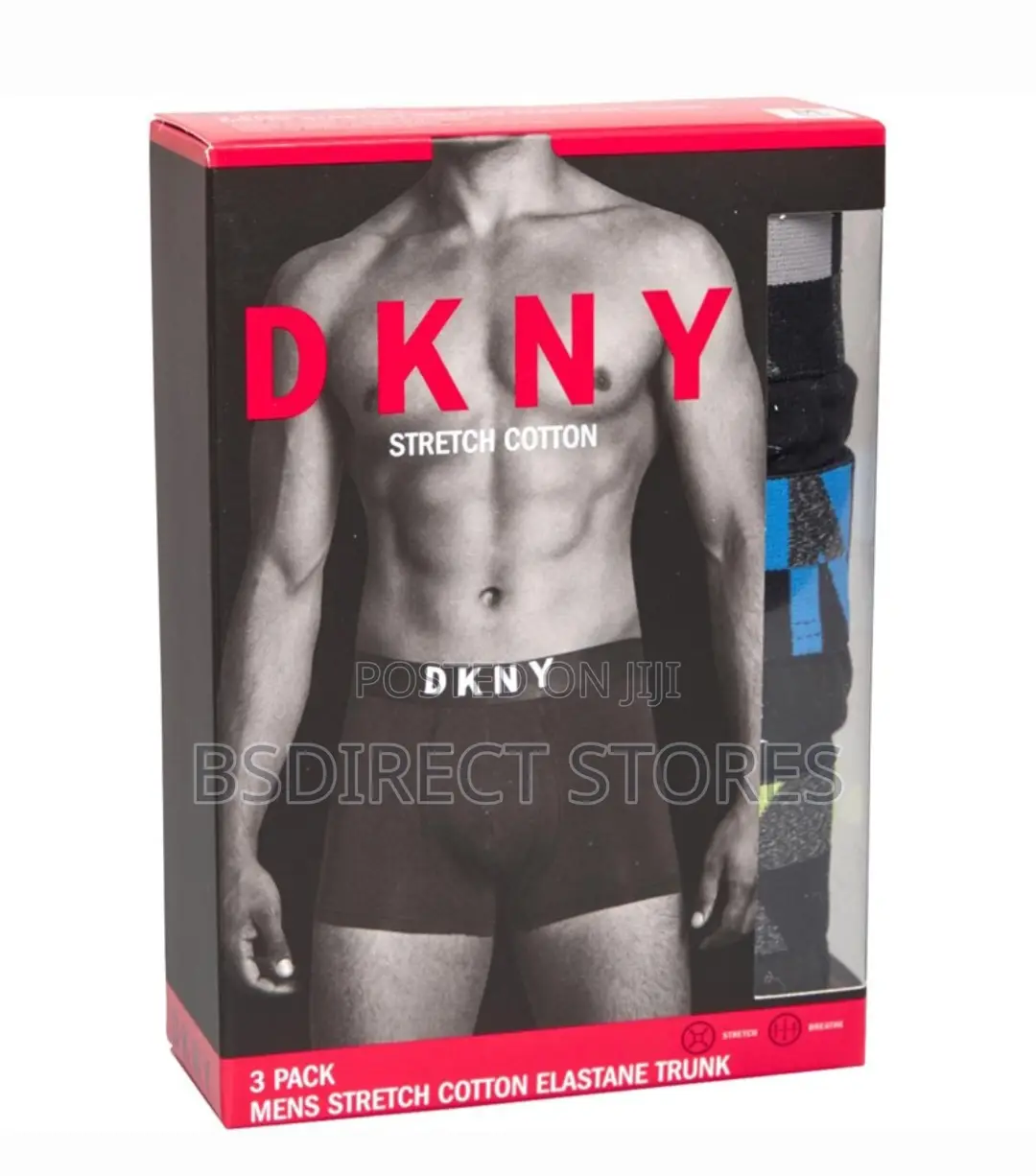 DKNY Mens Jasper Three Pack Stretch Cotton Trunks Black
