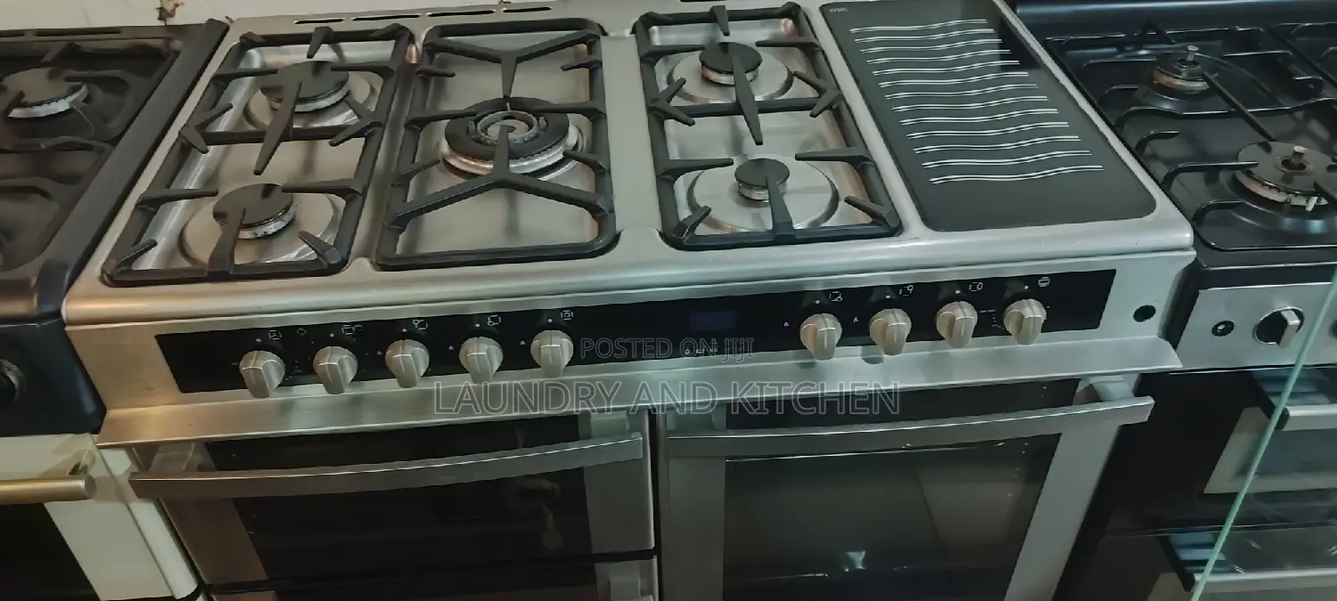 5 Burner Industrial Gas Cooker With Electric Top Grill