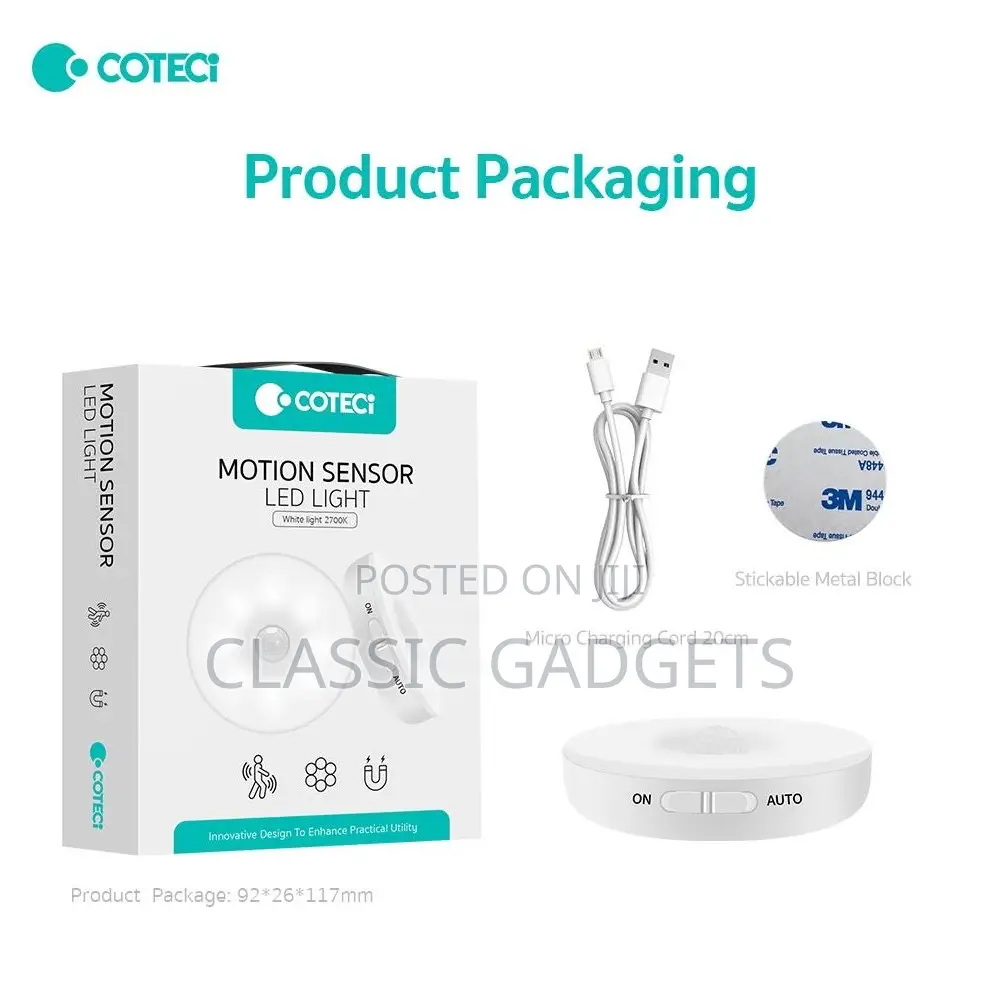 Coteetci Motion Sensor LED Light (White Light )