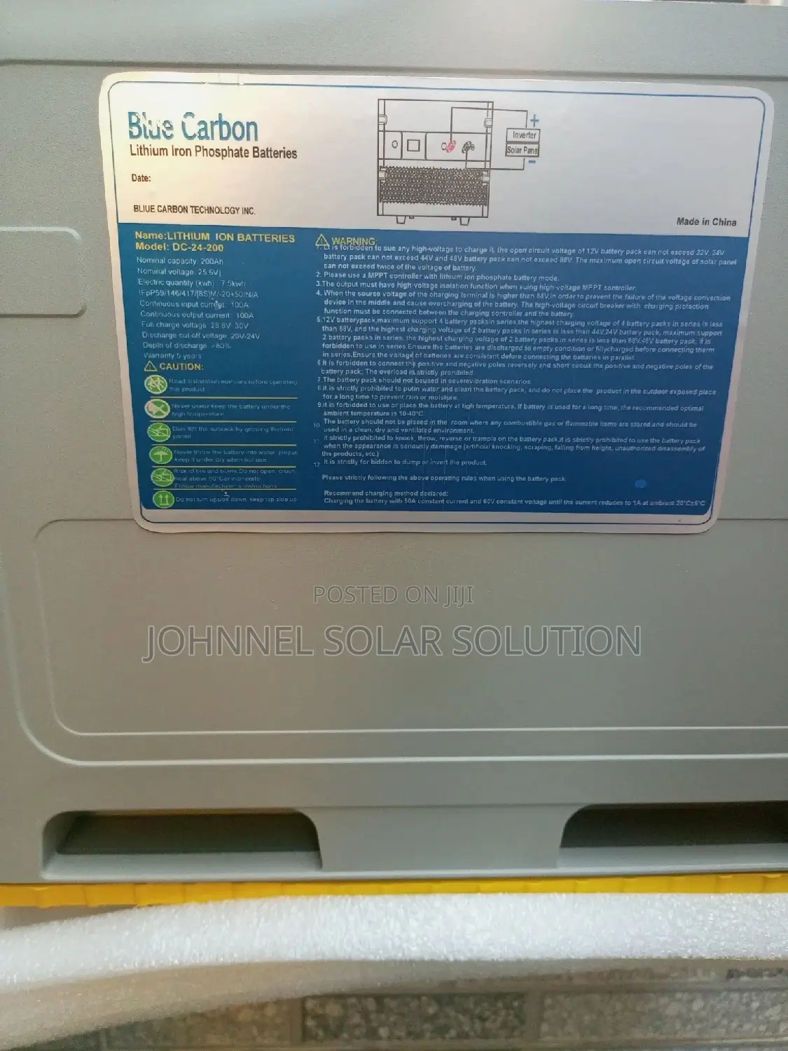 10kwh 24v Blue Carbon Lithium Ion Battery