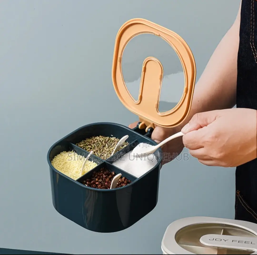 4-in-1 Seasoning Box With Spoon Spice Jar Multi Compartment