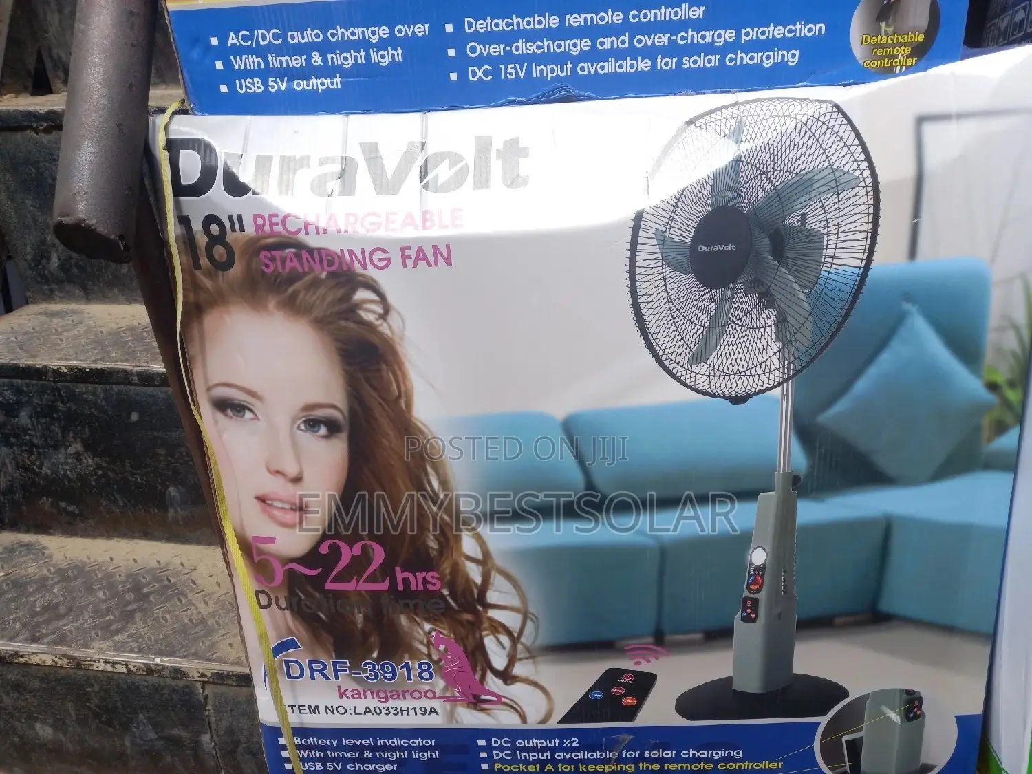 18 Inches Standing Solar Solar Rechargeable Fan