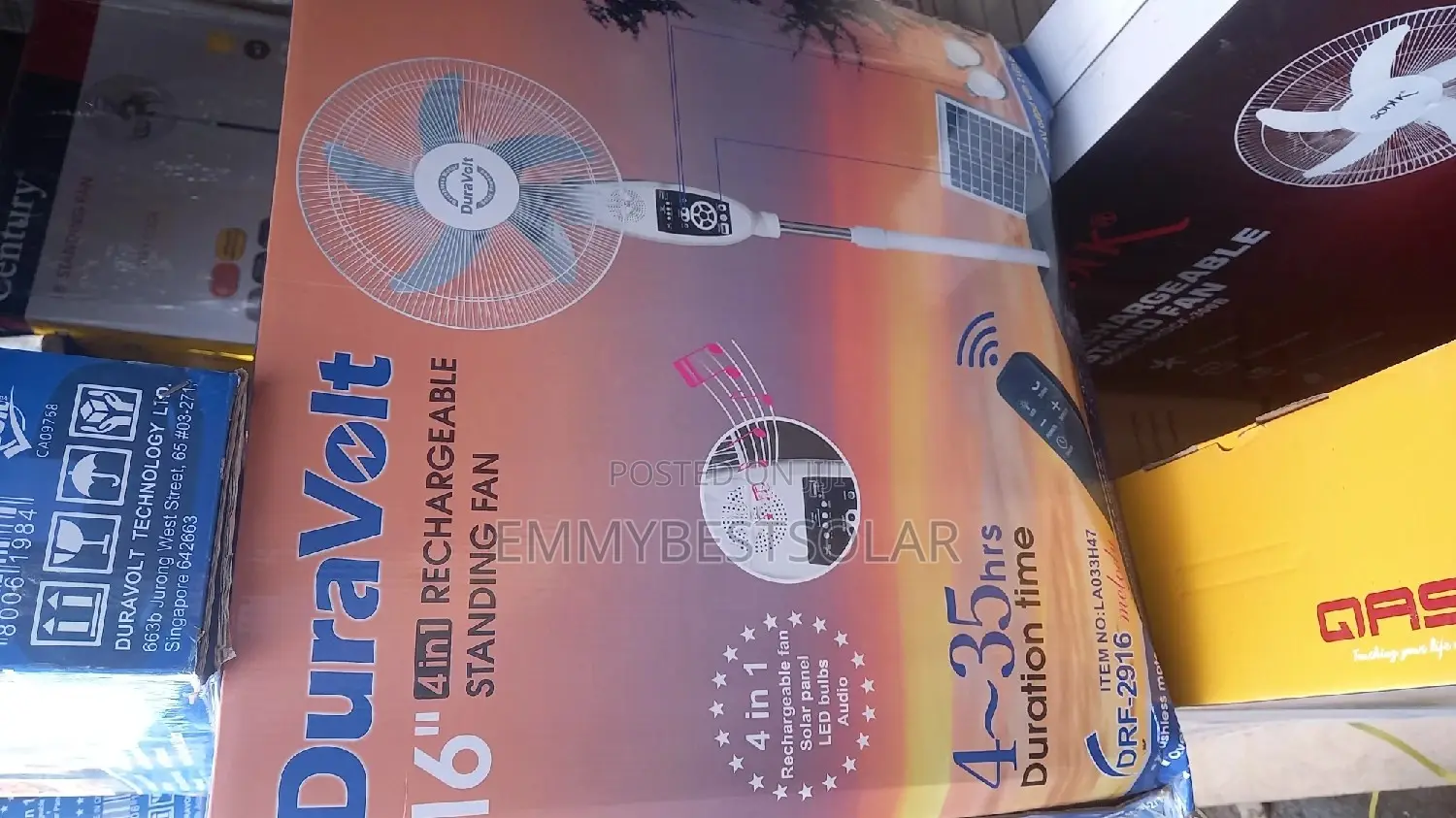 16 Inches With Mp3,Bulbs, Dura Volts Rechargeable Fan
