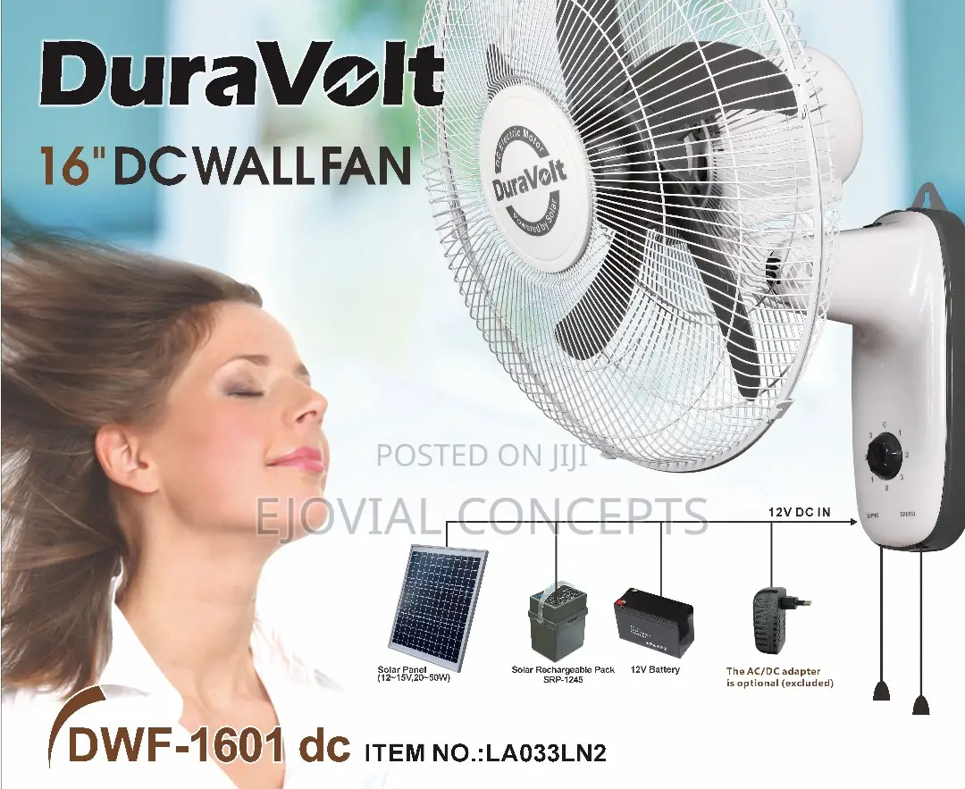 Duravolt 16" Ac/Dc Wall Fan DWF-1601