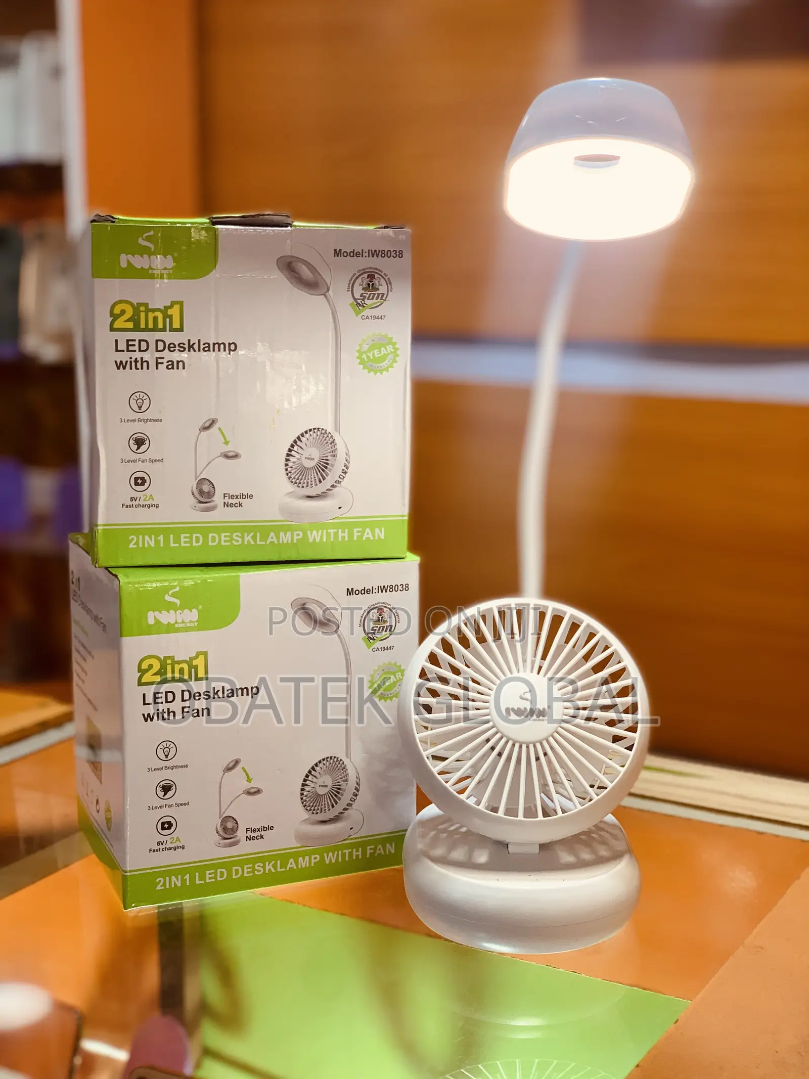 2 in 1 LED Desklamp With Fan