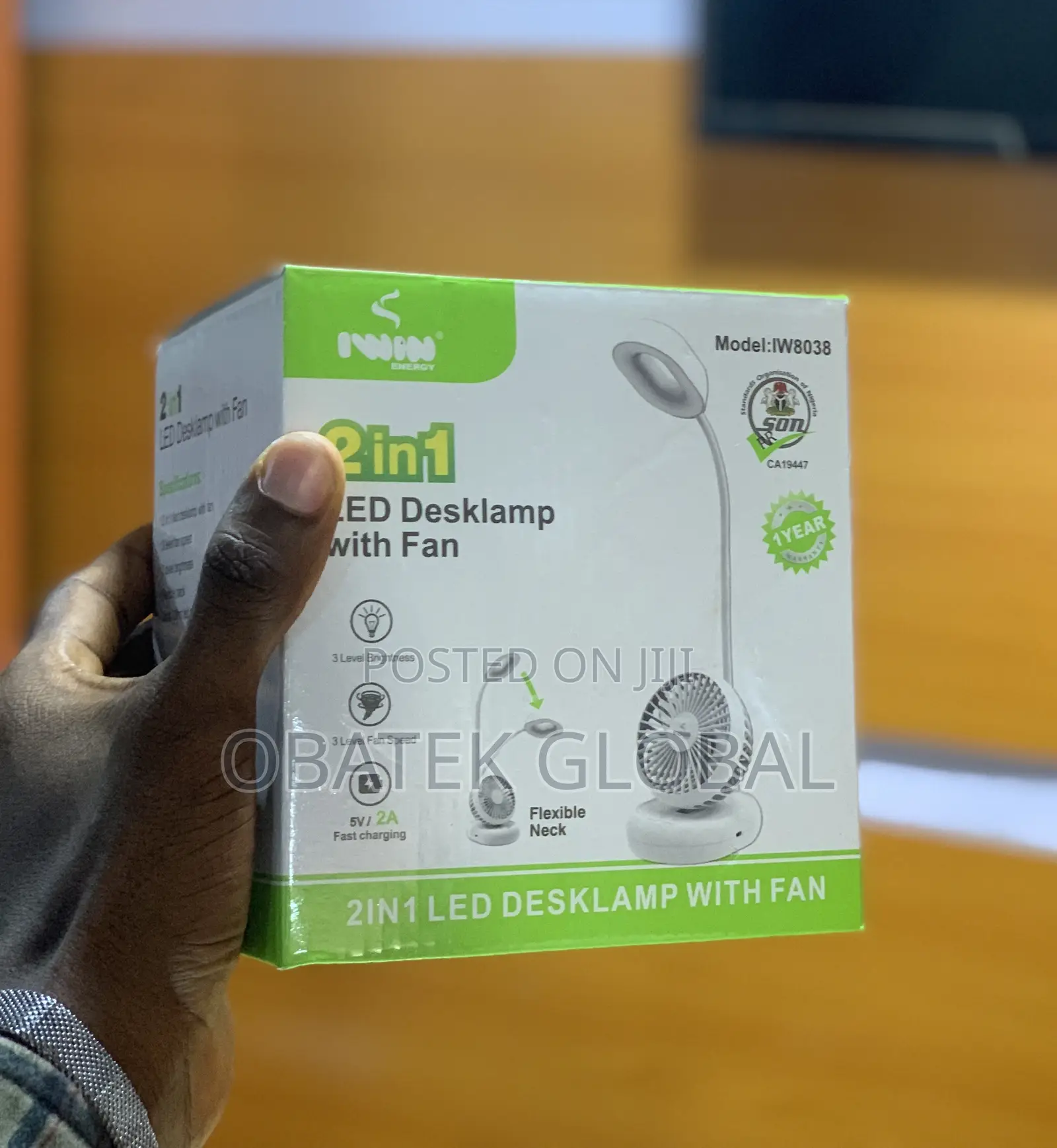 2 in 1 LED Desklamp With Fan