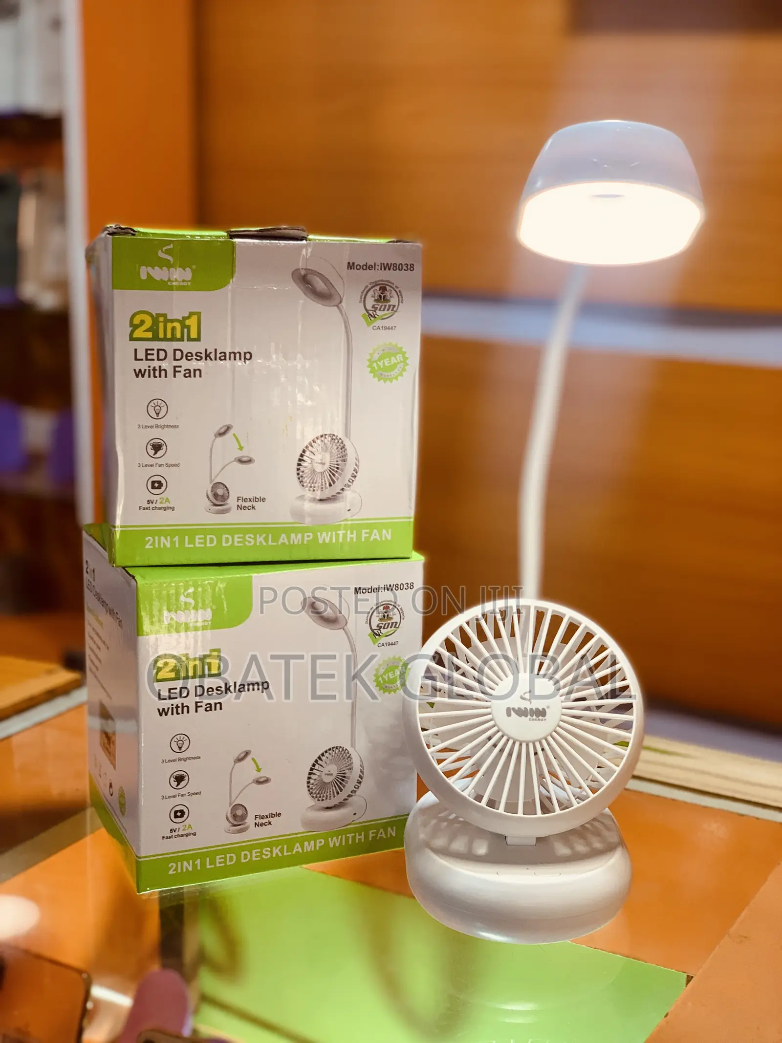 2 in 1 LED Desklamp With Fan