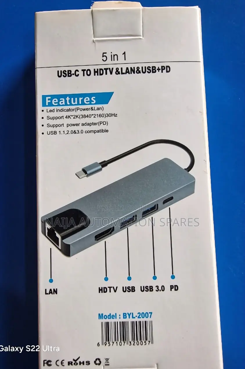 Type C to Hdmi, Lan 2usb 3.0 +Pd Adapter