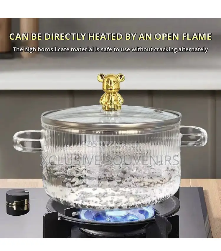 Heat Resistant Borosilicate Glass Stovetop Pot With Lid
