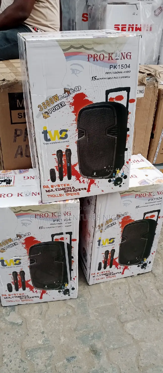 Speaker Pro-King Rechargable Trolley Sound System,2 Mic