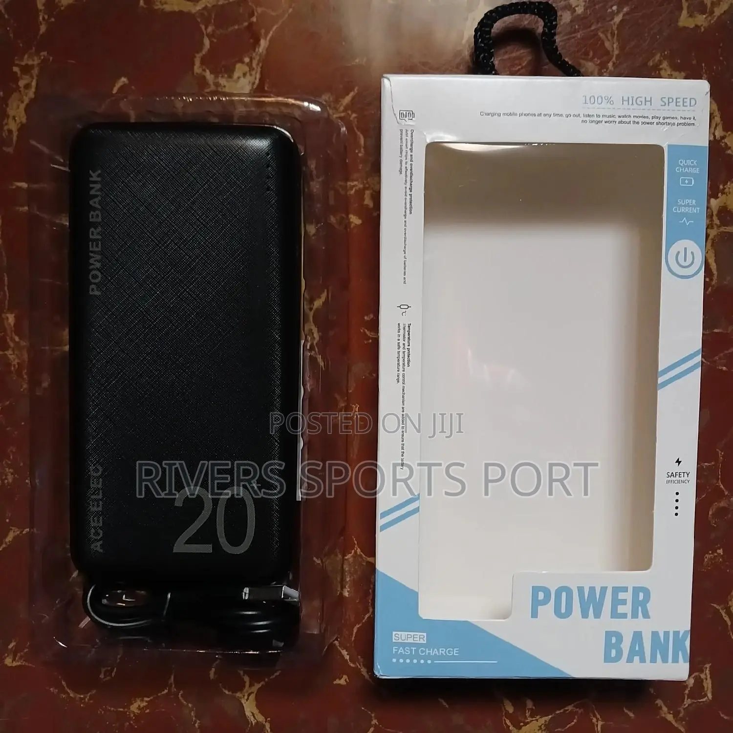Brand New 20000 Mah Utra Slim Portable Power Bank With Cord