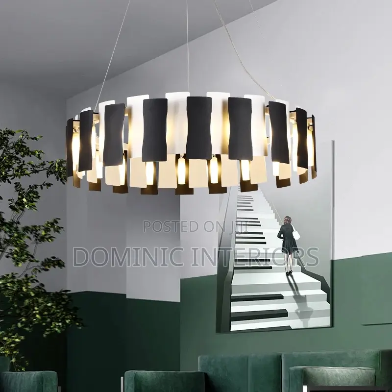 Minimalist Black and White Key Led Chandelier