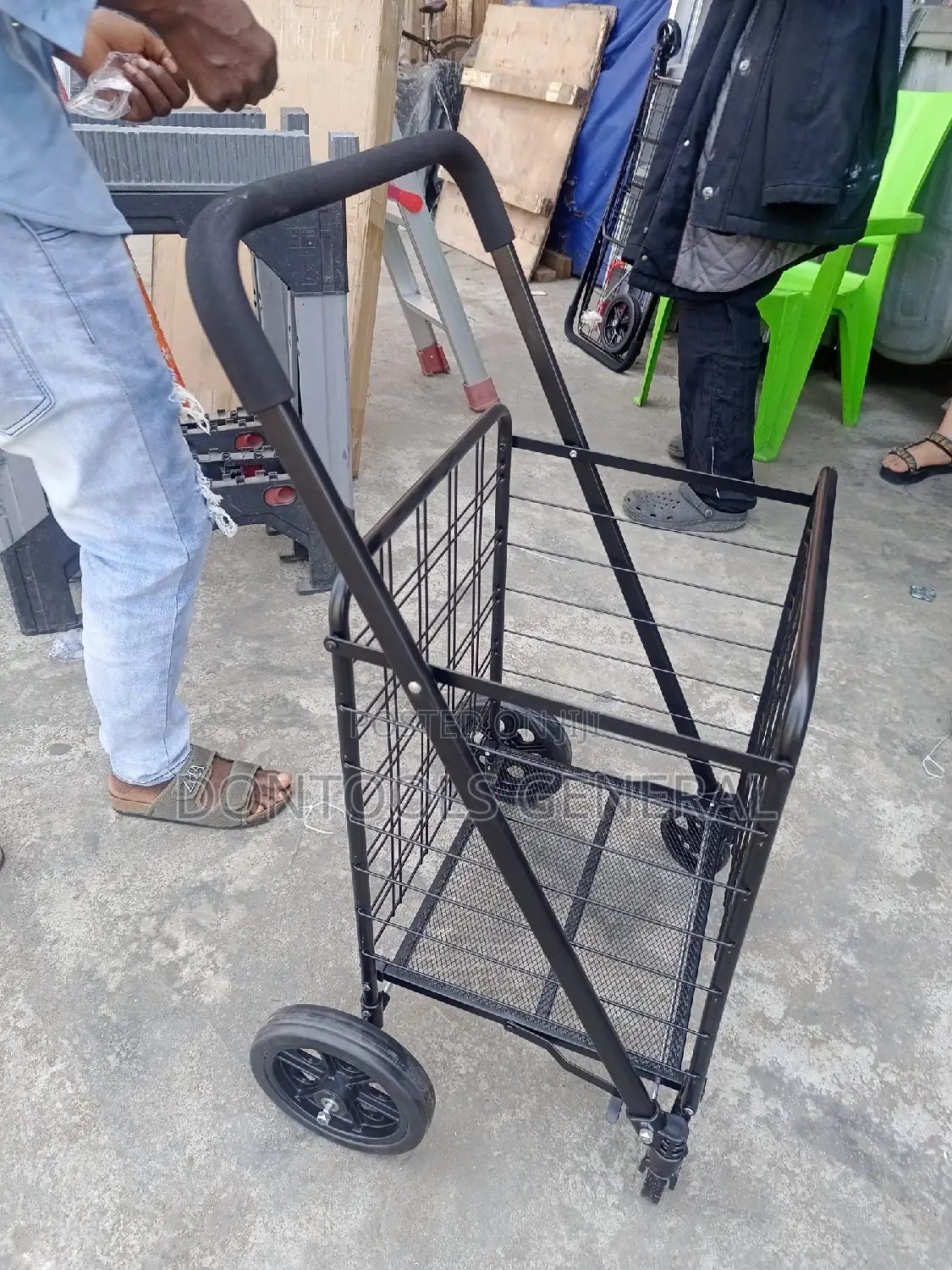 Galvanized Black Basket Cart Trolley