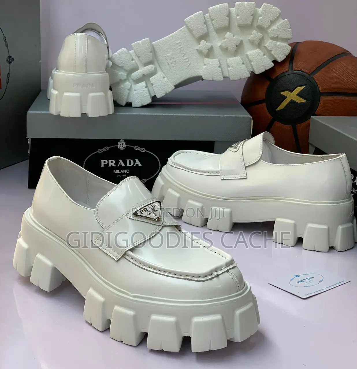 White Prada Chunky Sole Shoes