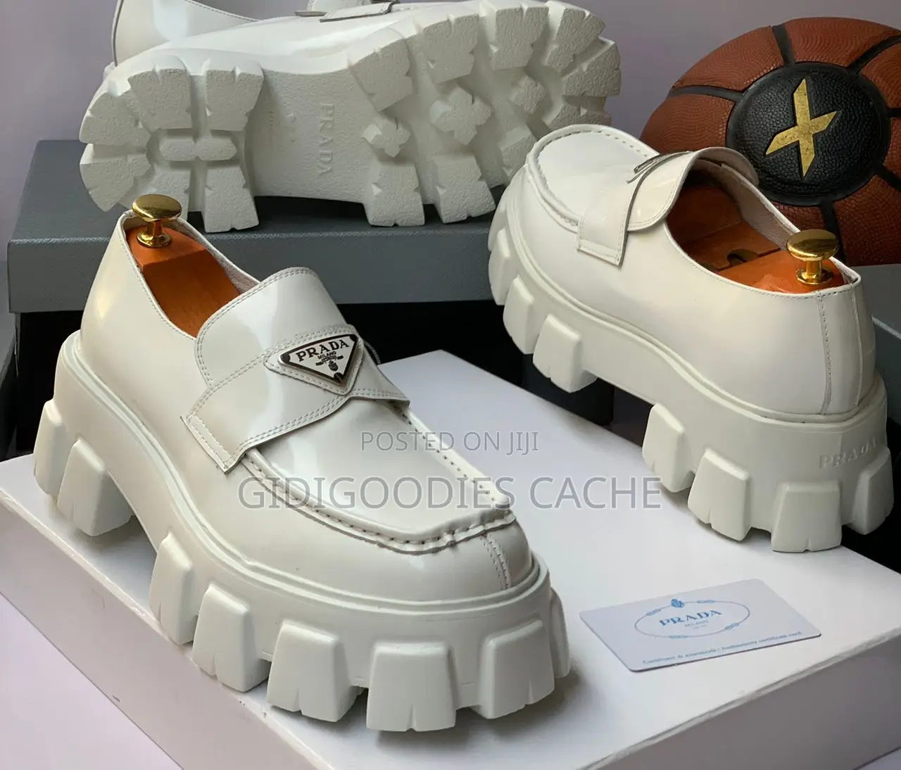 White Prada Chunky Sole Shoes