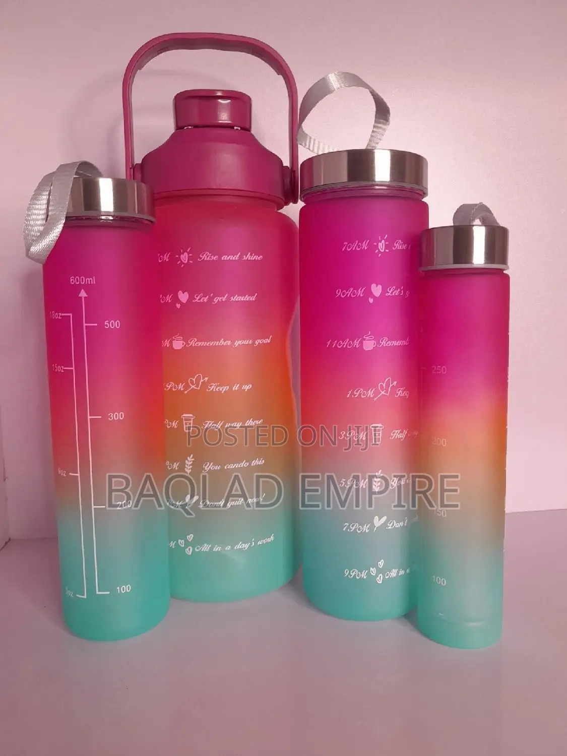 4 in 1 Motivational Water Bottle for Children and Adults