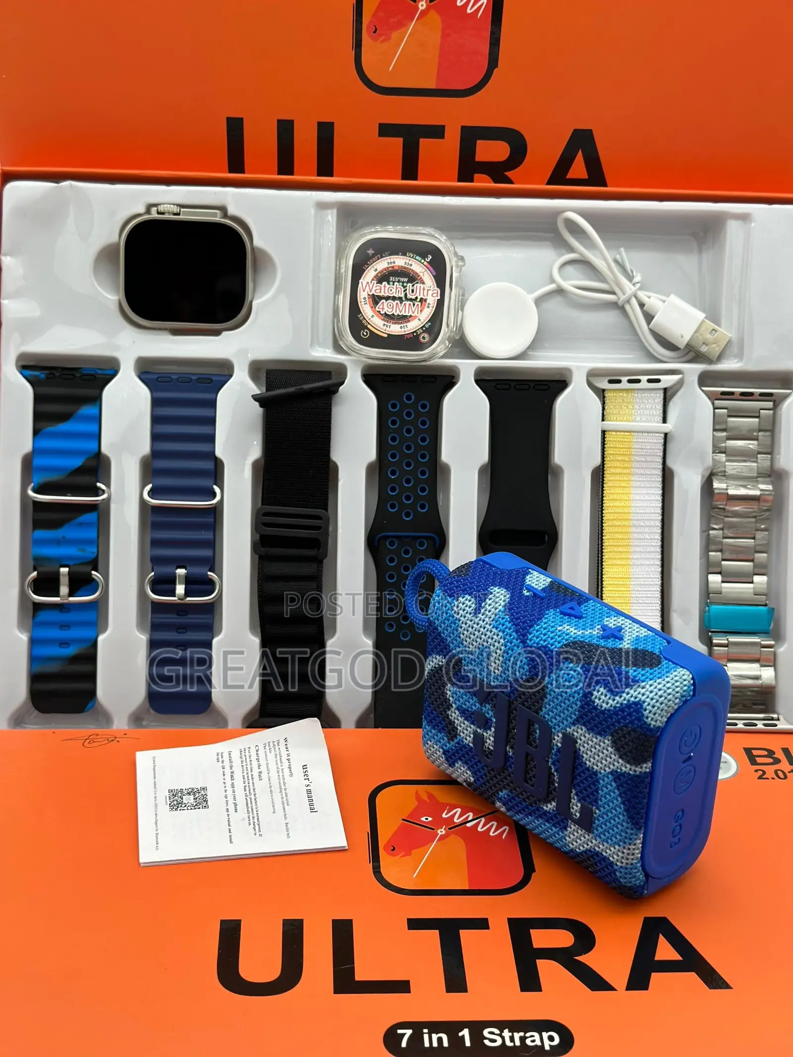 7 in 1 Straps SMARTWATCH + GO 3 JBL Combo