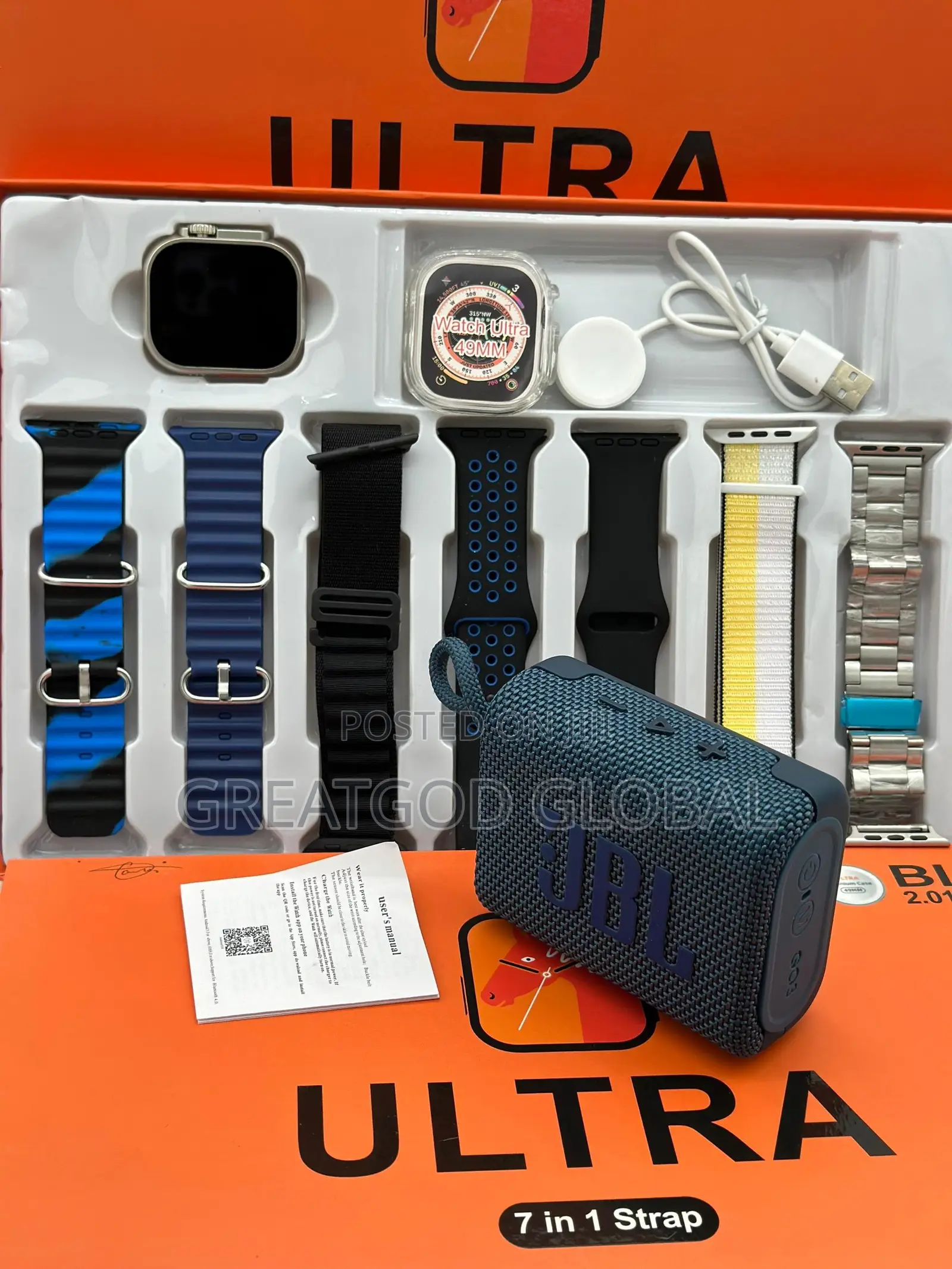 7 in 1 Straps SMARTWATCH + GO 3 JBL Combo