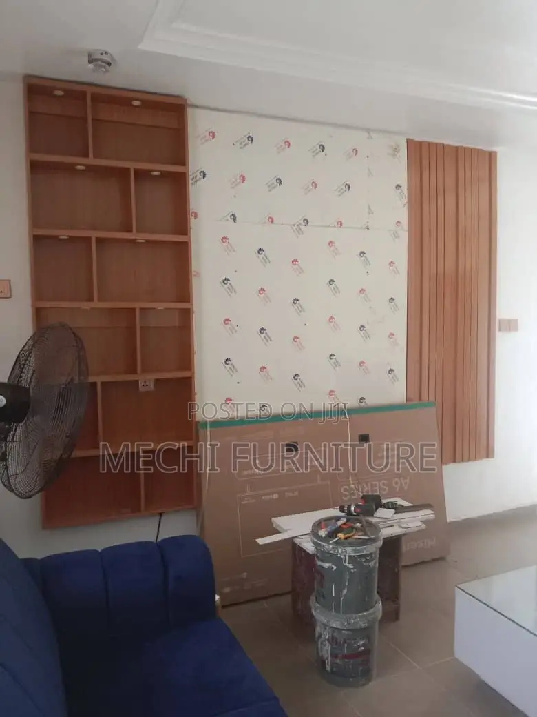 TV Stand and Console With Steps Picture Shelves Spot Light