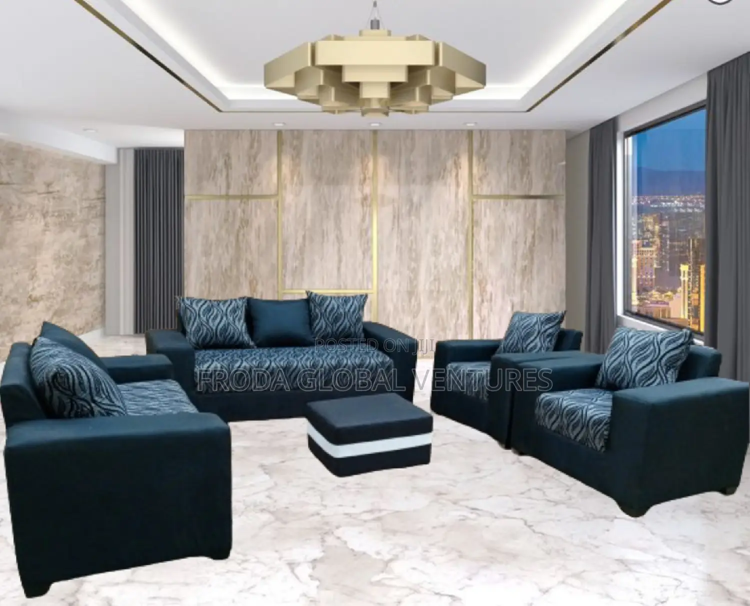 Set of 7 Seaters Sofa Chairs With Pillows and Table. Pblfl10