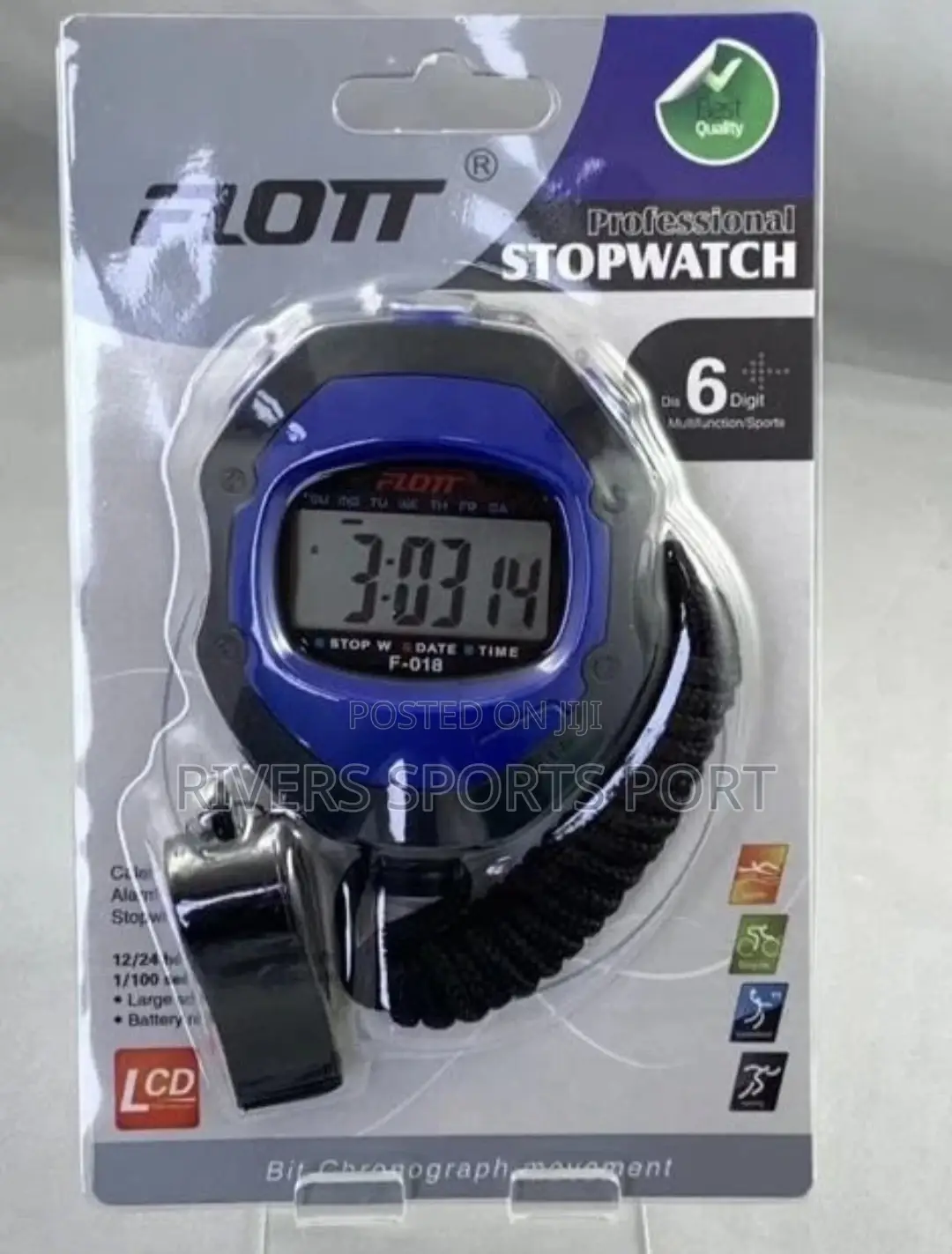 Flott Profesional Digital Stopwatch Time Date Alarm Whistle