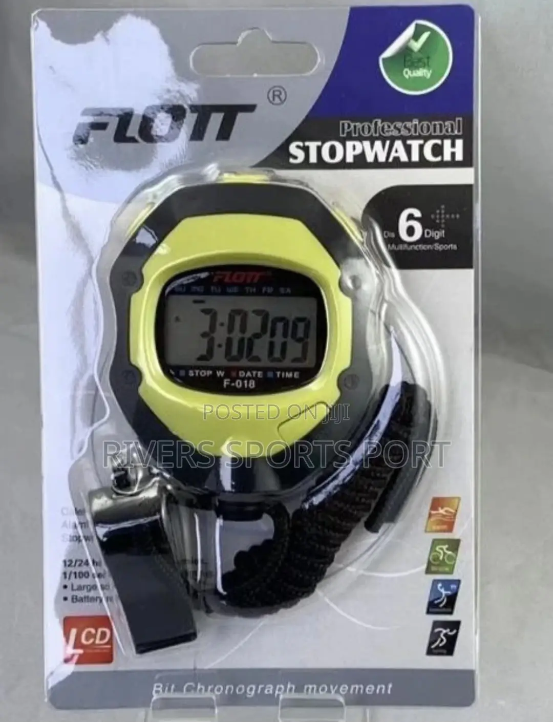Flott Profesional Digital Stopwatch Time Date Alarm Whistle