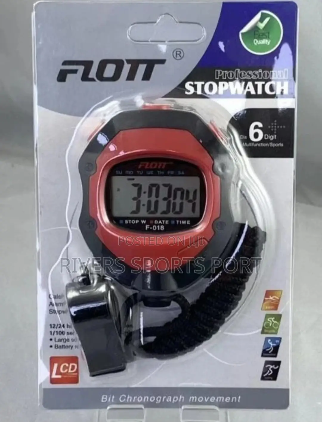 Flott Profesional Digital Stopwatch Time Date Alarm Whistle
