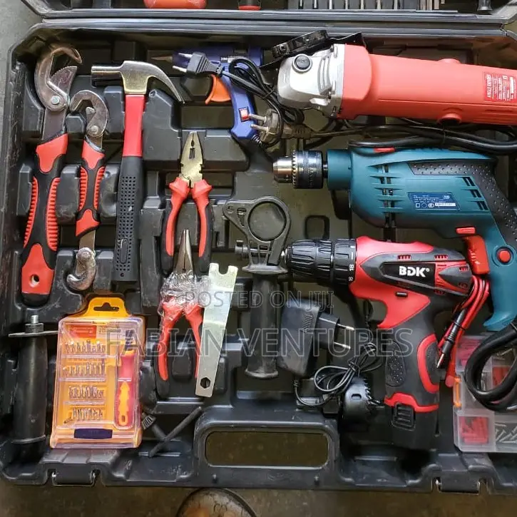 Set of Tools Box With Battery Drill and Filling Machine Etc