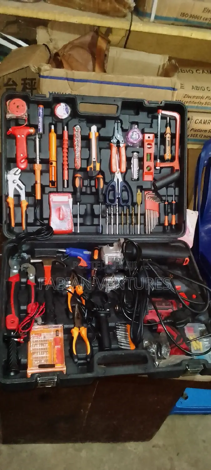 Set of Tools Box With Battery Drill and Filling Machine Etc