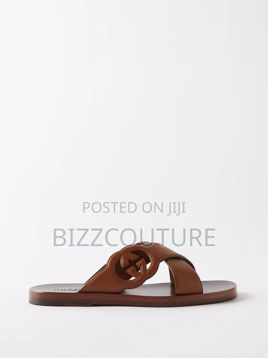 Original GUCCI Leather Men's Slippers Available in Store