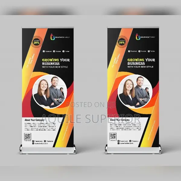 3 X 7ft Flat Base Rollup Banner With Branding for Seminars