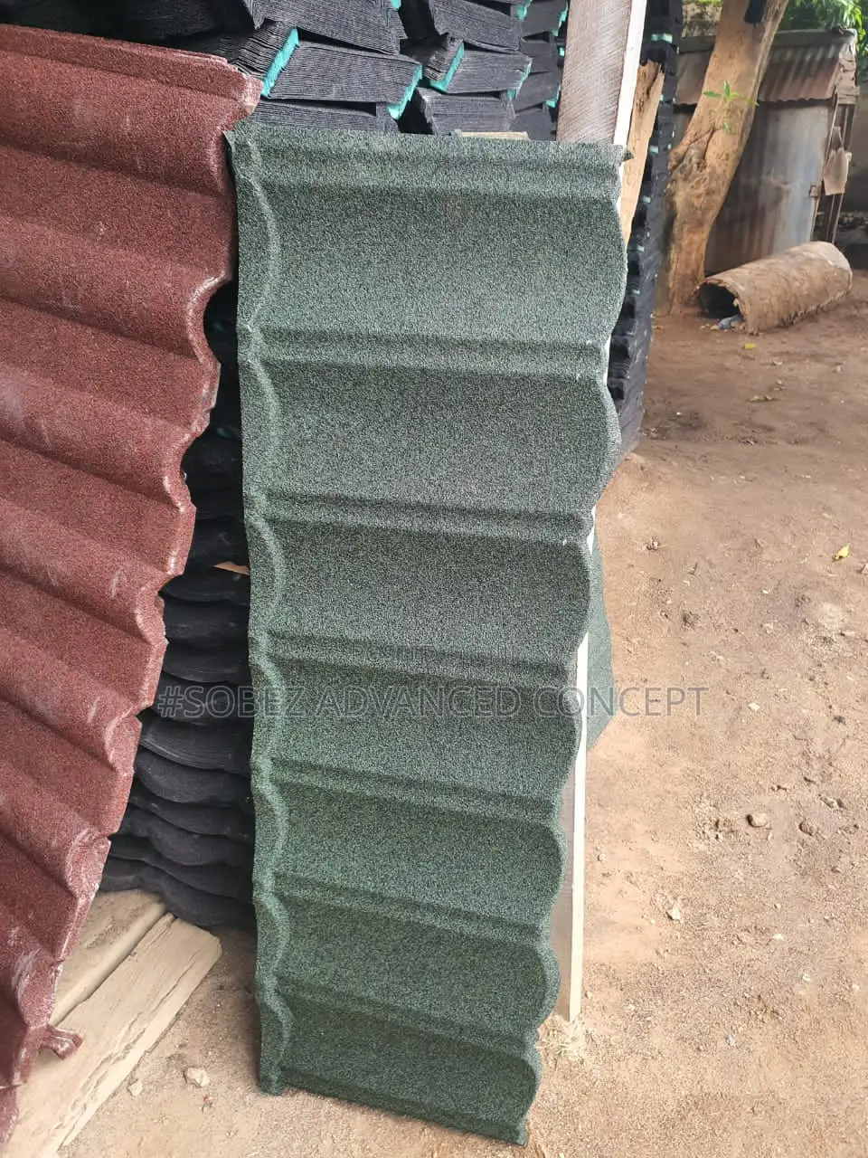 Green and Wine Colored Bond Stone Coated Roofing Tiles