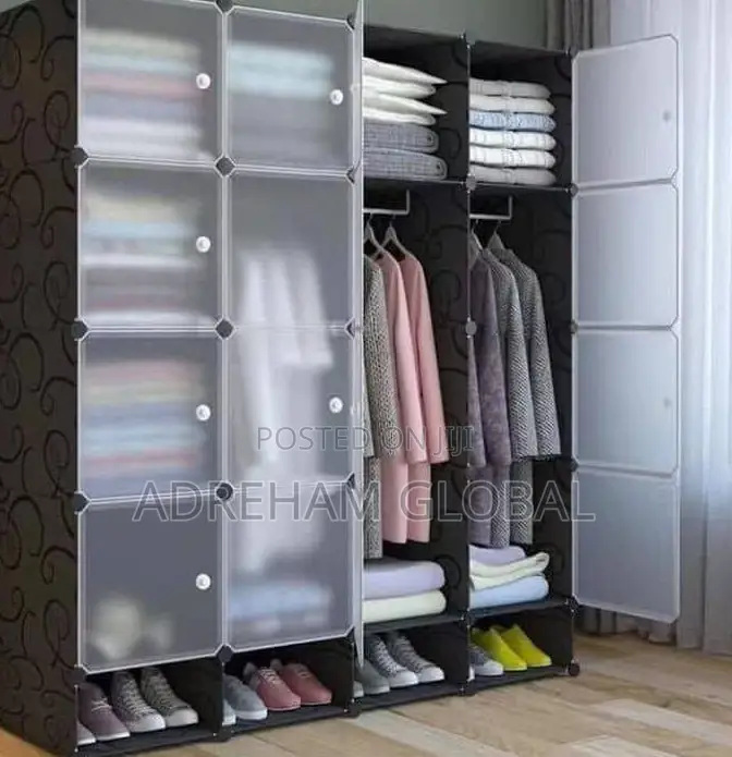 4 Pertition Heavy Duty Plastic Wardrobe With Cover