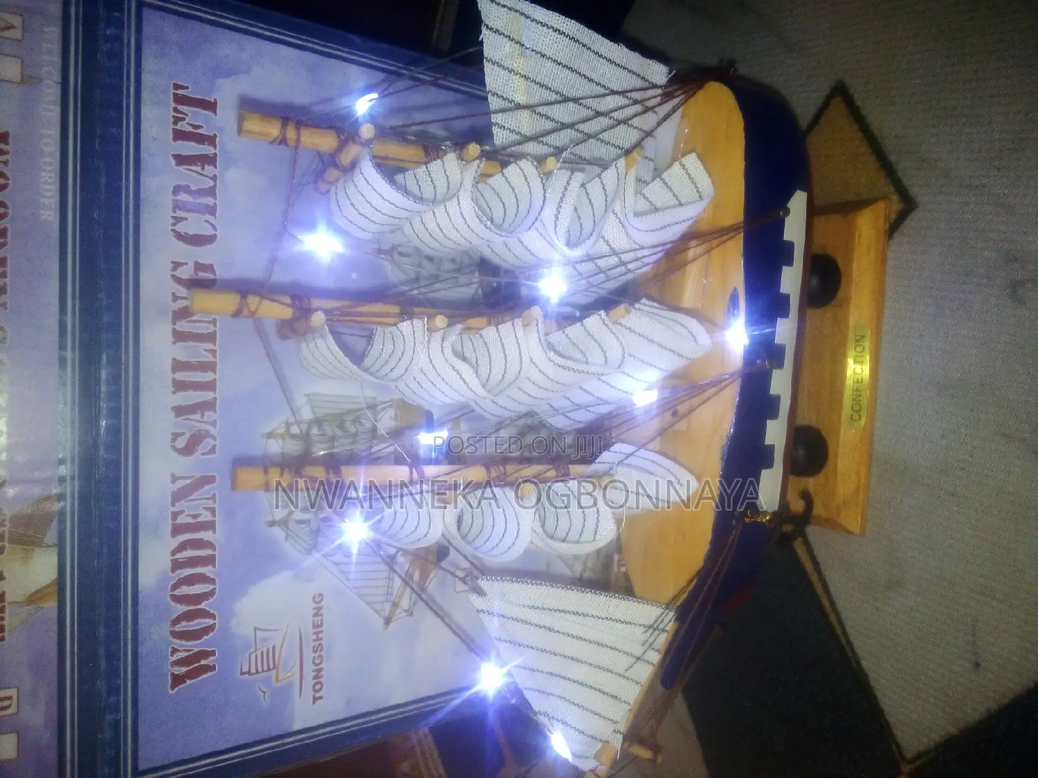 Wooden Sailboat Model Craft Decoration