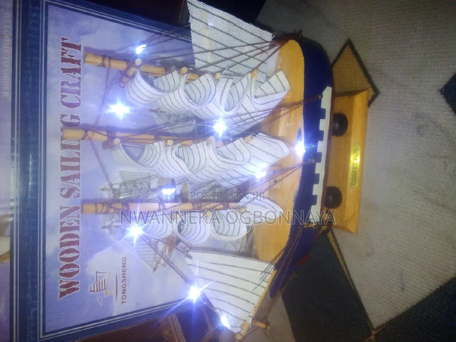 Wooden Sailboat Model Craft Decoration