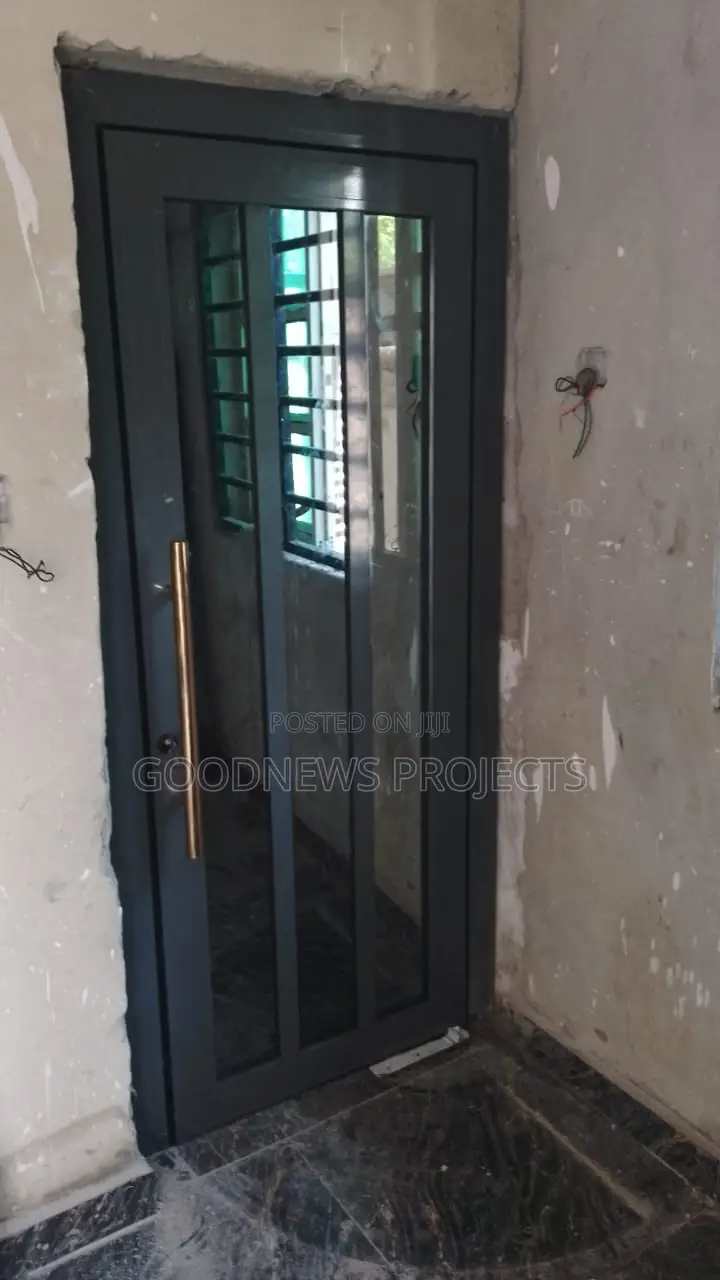 Grey Aluminium Single Swing Door