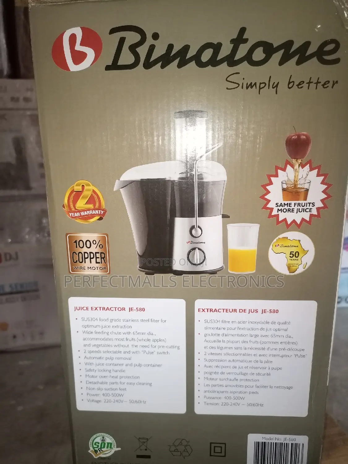 Binatone Juice Extractor JE-580 - Black