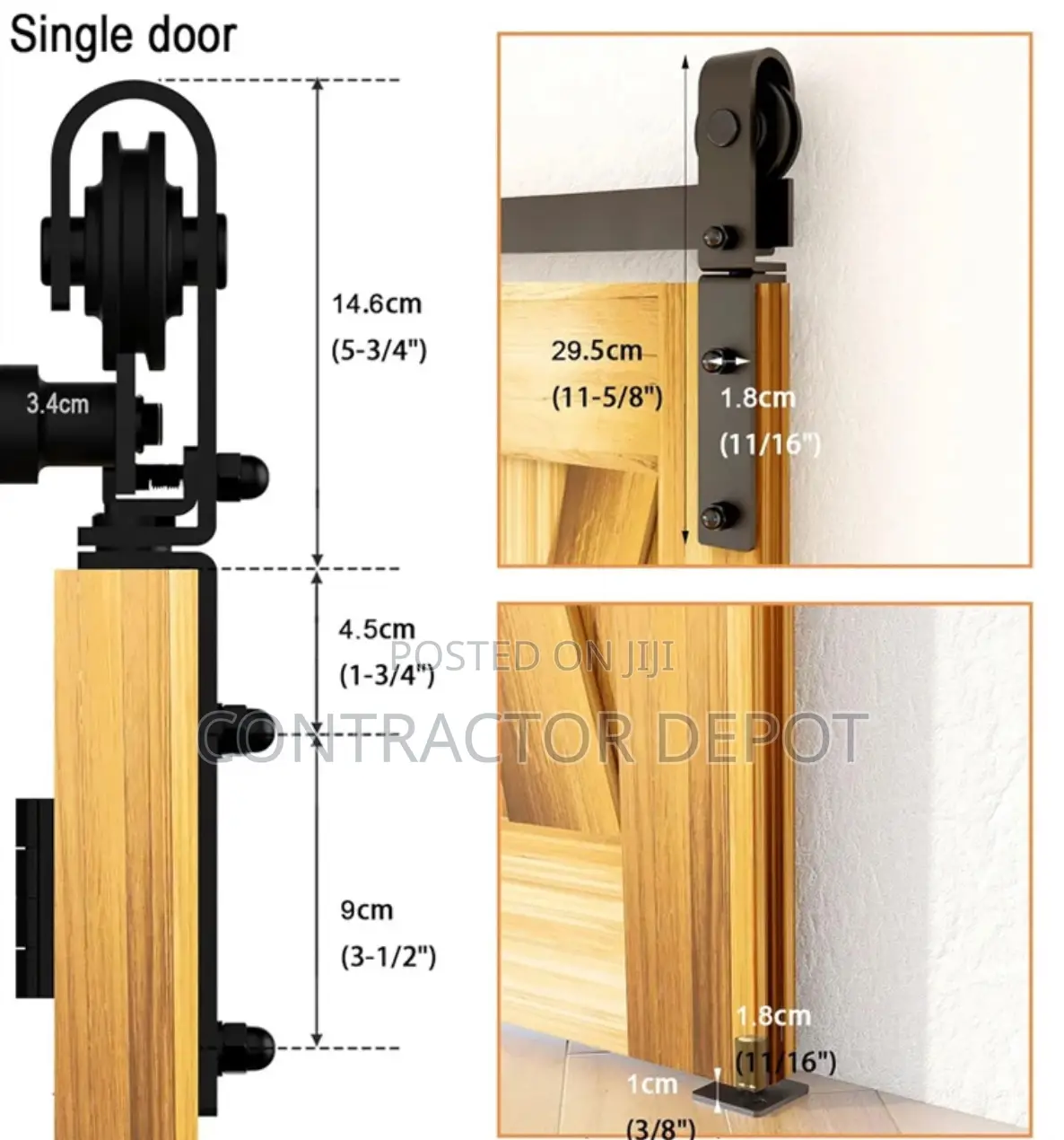 4 Foot Double Fold Sliding Barn Door Guide Kit Originally