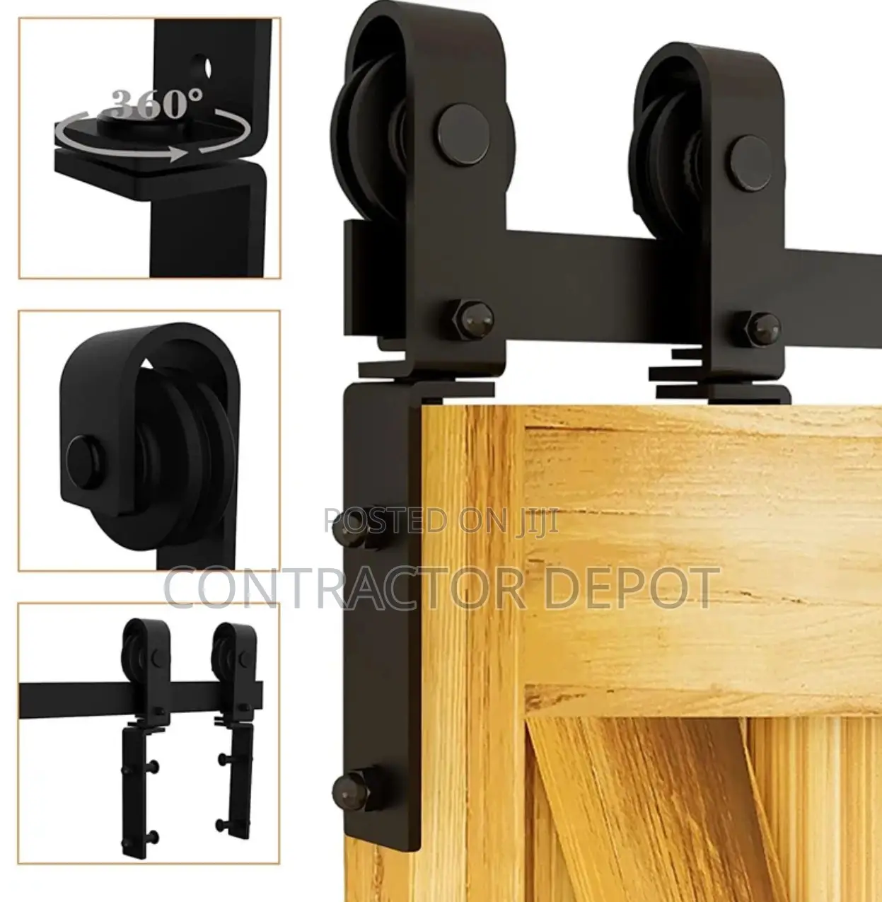Double Fold Sliding Barn Door Guide Kit, Suitable for Doors