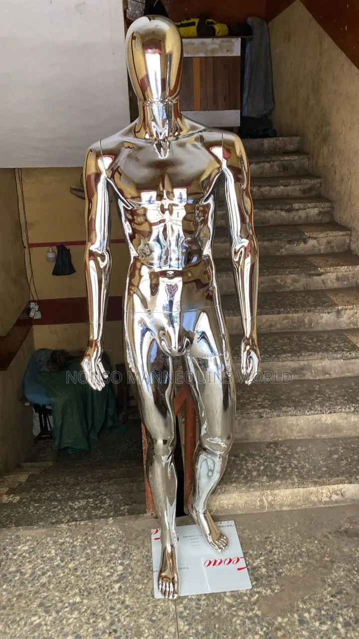 Male Silver Chrome Full Body Male Mannequin