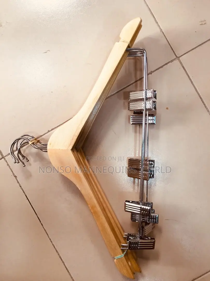 Wooden Hangers With Clips For Trousers, Skirts, Etc