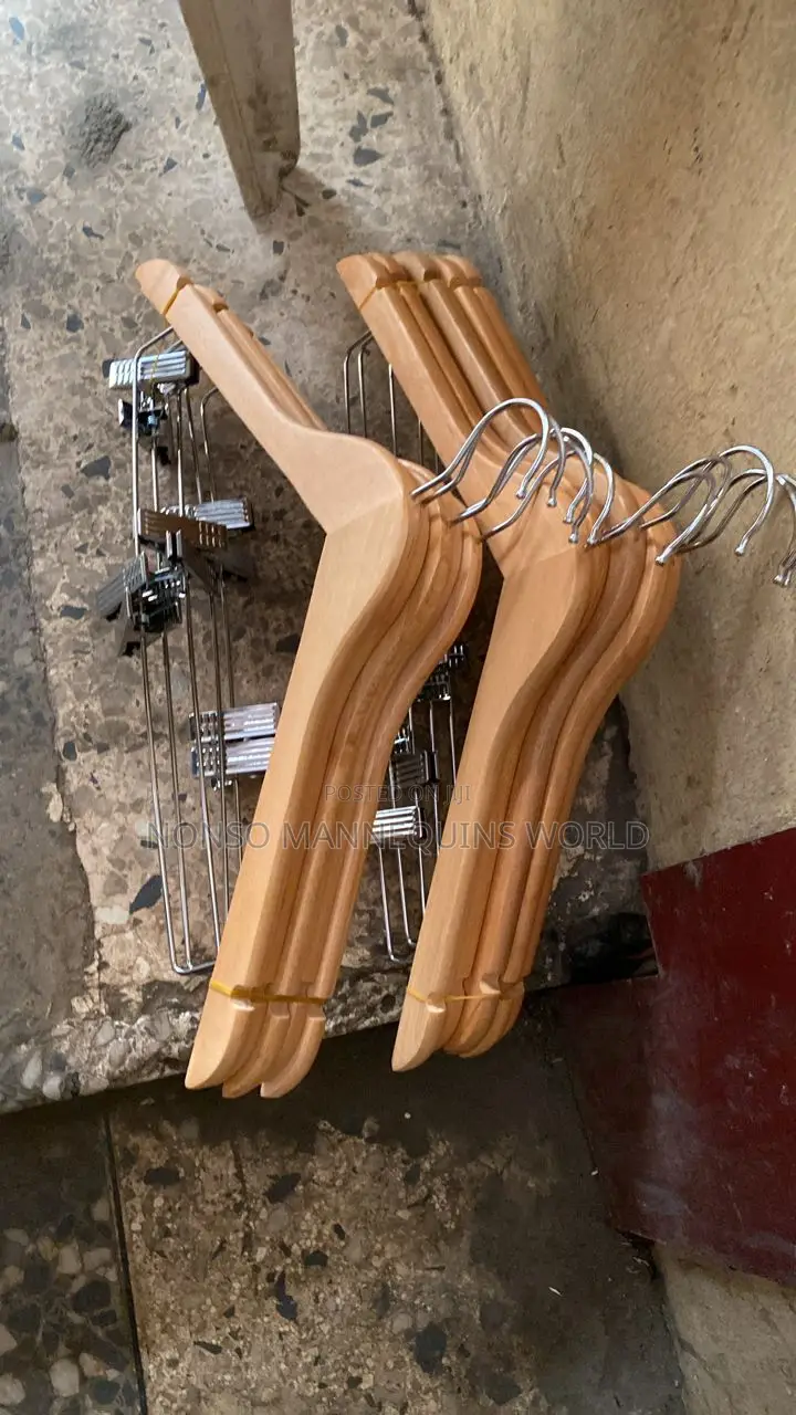 Wooden Hangers With Clips For Trousers, Skirts, Etc