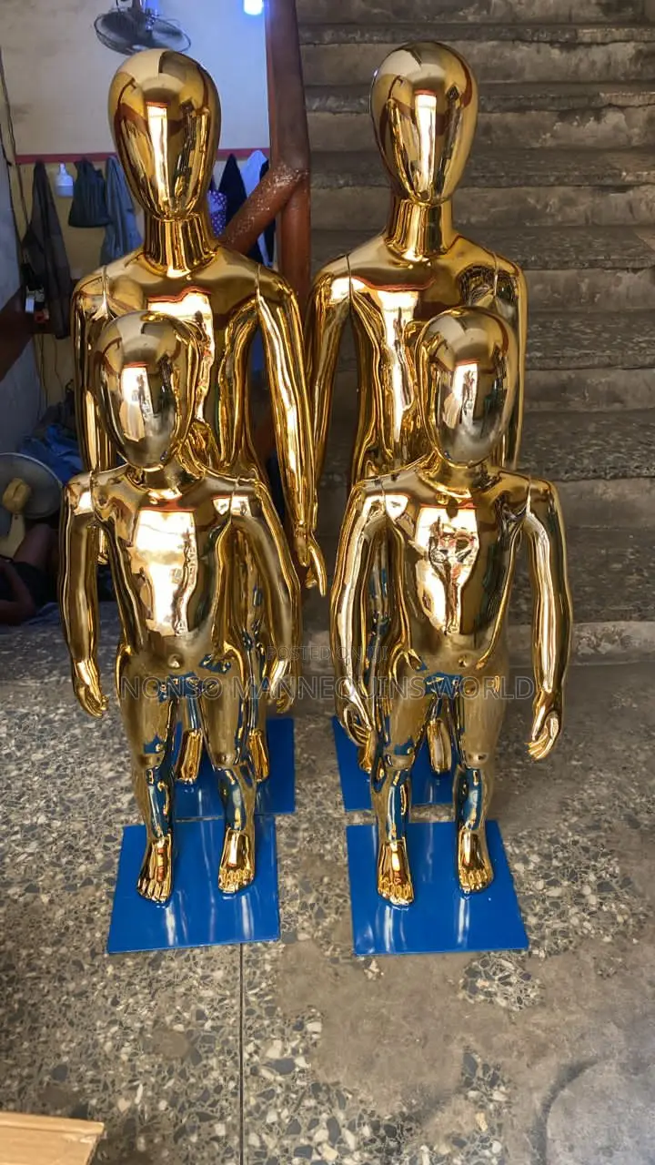 Kids Unisex Clothing Display Gold Chrome Mannequin
