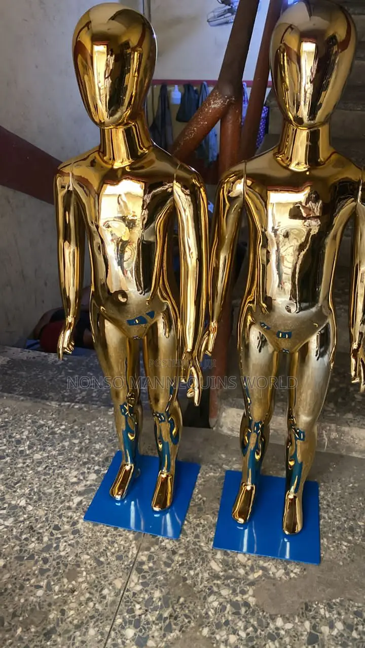Kids Unisex Clothing Display Gold Chrome Mannequin