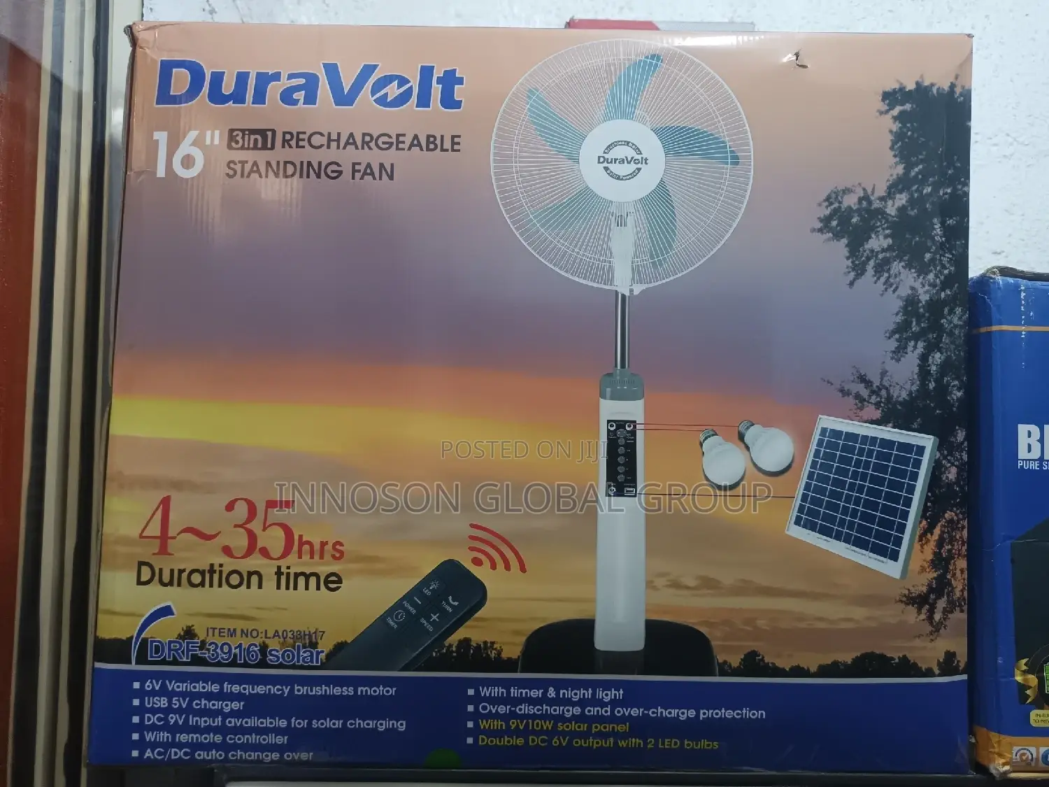 Duravolt Rechargeable Solar Fan